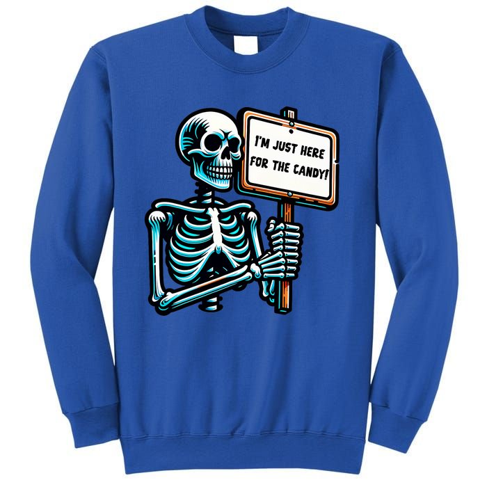 IM Just Here For The Candy Skeleton Spooky Season Halloween Sweatshirt