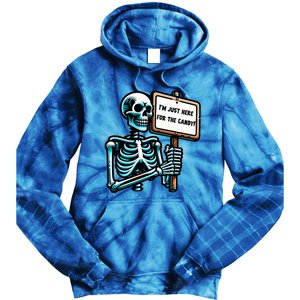 IM Just Here For The Candy Skeleton Spooky Season Halloween Tie Dye Hoodie