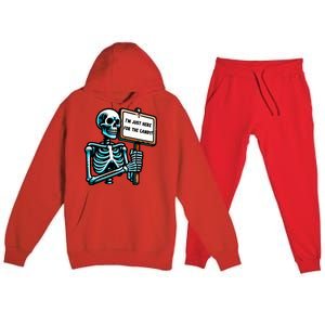 IM Just Here For The Candy Skeleton Spooky Season Halloween Premium Hooded Sweatsuit Set