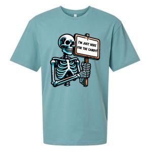 IM Just Here For The Candy Skeleton Spooky Season Halloween Sueded Cloud Jersey T-Shirt