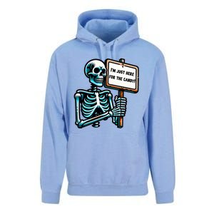 IM Just Here For The Candy Skeleton Spooky Season Halloween Unisex Surf Hoodie