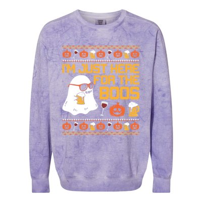 Im Just Here For The Boos Halloween Ugly Sweater Gift Colorblast Crewneck Sweatshirt