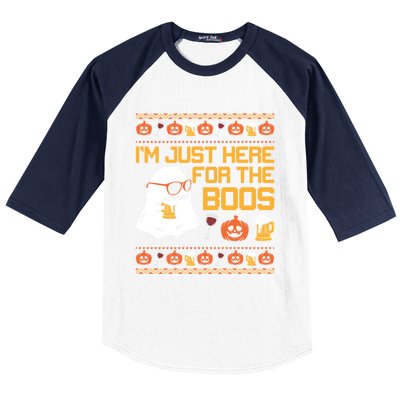 Im Just Here For The Boos Halloween Ugly Sweater Gift Baseball Sleeve Shirt