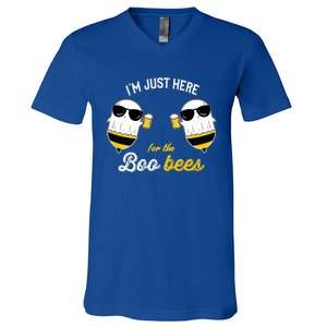 IM Just Here For The Boo Bees Halloween Funny V-Neck T-Shirt