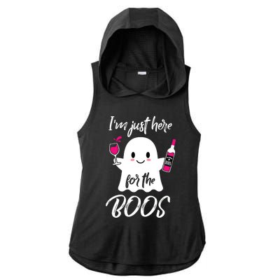 IM Just Here For The Boos Wine Funny Halloween Ladies PosiCharge Tri-Blend Wicking Draft Hoodie Tank