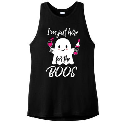 IM Just Here For The Boos Wine Funny Halloween Ladies PosiCharge Tri-Blend Wicking Tank