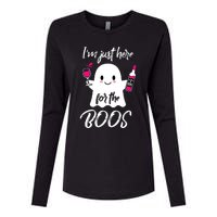 IM Just Here For The Boos Wine Funny Halloween Womens Cotton Relaxed Long Sleeve T-Shirt