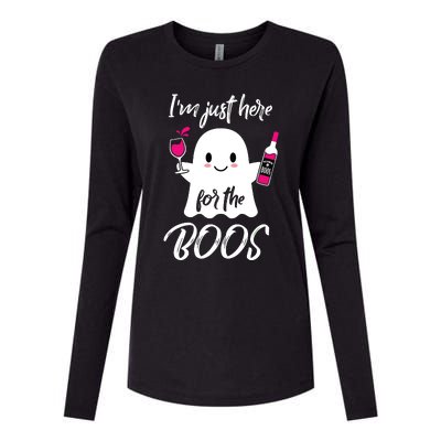 IM Just Here For The Boos Wine Funny Halloween Womens Cotton Relaxed Long Sleeve T-Shirt