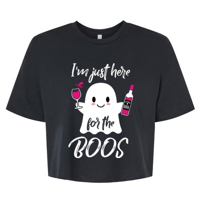 IM Just Here For The Boos Wine Funny Halloween Bella+Canvas Jersey Crop Tee