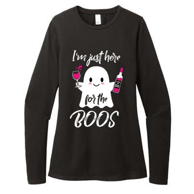 IM Just Here For The Boos Wine Funny Halloween Womens CVC Long Sleeve Shirt