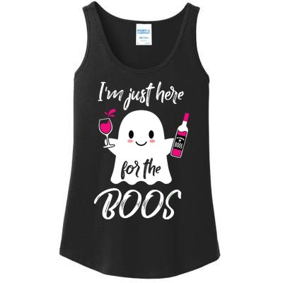 IM Just Here For The Boos Wine Funny Halloween Ladies Essential Tank