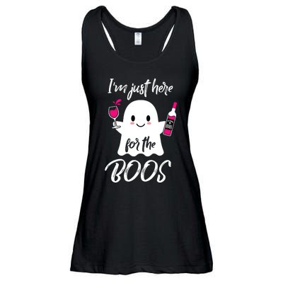 IM Just Here For The Boos Wine Funny Halloween Ladies Essential Flowy Tank