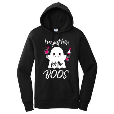 IM Just Here For The Boos Wine Funny Halloween Women's Pullover Hoodie