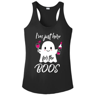 IM Just Here For The Boos Wine Funny Halloween Ladies PosiCharge Competitor Racerback Tank