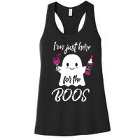 IM Just Here For The Boos Wine Funny Halloween Women's Racerback Tank