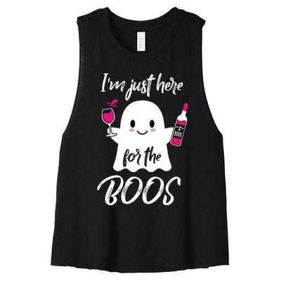 IM Just Here For The Boos Wine Funny Halloween Women's Racerback Cropped Tank