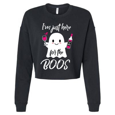 IM Just Here For The Boos Wine Funny Halloween Cropped Pullover Crew