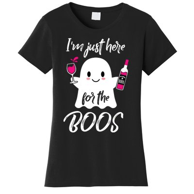 IM Just Here For The Boos Wine Funny Halloween Women's T-Shirt