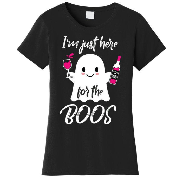 IM Just Here For The Boos Wine Funny Halloween Women's T-Shirt