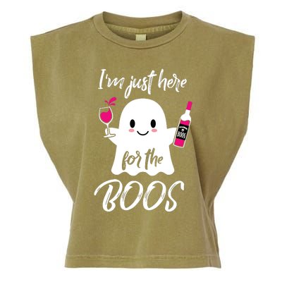 IM Just Here For The Boos Wine Funny Halloween Garment-Dyed Women's Muscle Tee