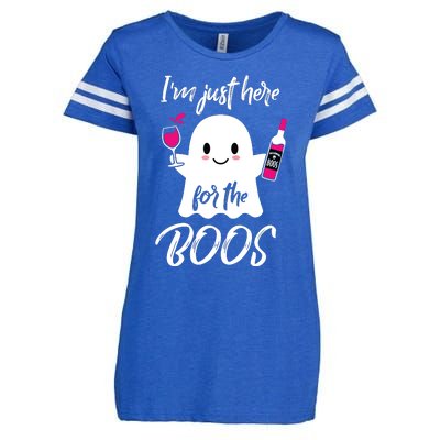 IM Just Here For The Boos Wine Funny Halloween Enza Ladies Jersey Football T-Shirt