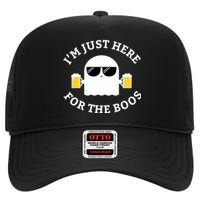 Im Just Here For The Boos Funny Halloween Beer High Crown Mesh Back Trucker Hat