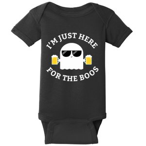 Im Just Here For The Boos Funny Halloween Beer Baby Bodysuit