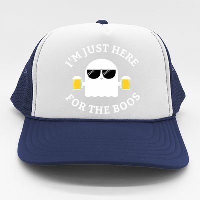 Im Just Here For The Boos Funny Halloween Beer Trucker Hat