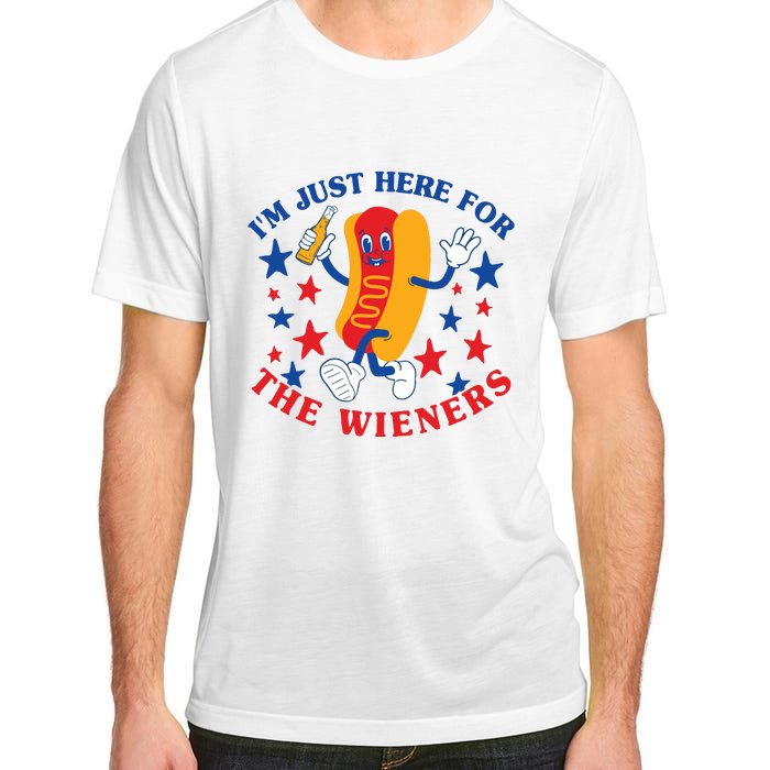 IM Just Here For The Wieners 4th Of July Patriotic Bbq Adult ChromaSoft Performance T-Shirt