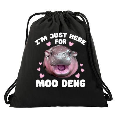 IM Just Here For Moo Deng Cute Baby Hippo Bouncy Souvenir Drawstring Bag