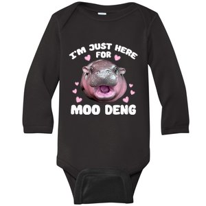 IM Just Here For Moo Deng Cute Baby Hippo Bouncy Souvenir Baby Long Sleeve Bodysuit