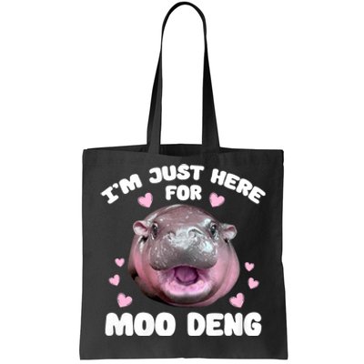 IM Just Here For Moo Deng Cute Baby Hippo Bouncy Souvenir Tote Bag