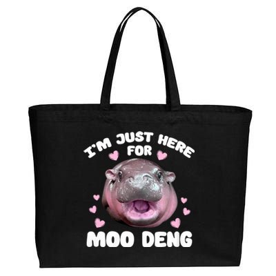 IM Just Here For Moo Deng Cute Baby Hippo Bouncy Souvenir Cotton Canvas Jumbo Tote