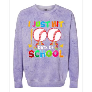 I Just Hit 100 Days Of School Baseball 100th Day Boy Girl Colorblast Crewneck Sweatshirt