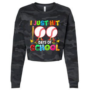 I Just Hit 100 Days Of School Baseball 100th Day Boy Girl Cropped Pullover Crew