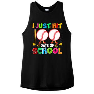 I Just Hit 100 Days Of School Baseball 100th Day Boy Girl Ladies PosiCharge Tri-Blend Wicking Tank