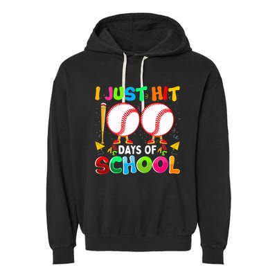 I Just Hit 100 Days Of School Baseball 100th Day Boy Girl Garment-Dyed Fleece Hoodie