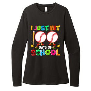 I Just Hit 100 Days Of School Baseball 100th Day Boy Girl Womens CVC Long Sleeve Shirt