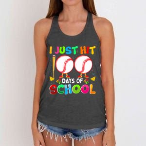 I Just Hit 100 Days Of School Baseball 100th Day Boy Girl Women's Knotted Racerback Tank