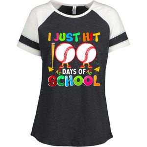 I Just Hit 100 Days Of School Baseball 100th Day Boy Girl Enza Ladies Jersey Colorblock Tee