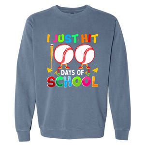 I Just Hit 100 Days Of School Baseball 100th Day Boy Girl Garment-Dyed Sweatshirt