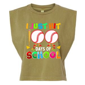 I Just Hit 100 Days Of School Baseball 100th Day Boy Girl Garment-Dyed Women's Muscle Tee