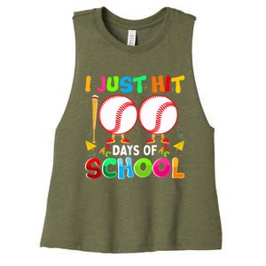 I Just Hit 100 Days Of School Baseball 100th Day Boy Girl Women's Racerback Cropped Tank