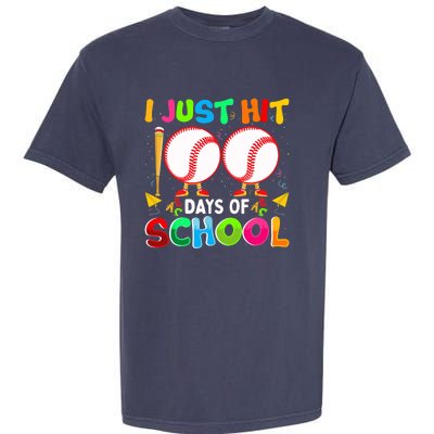 I Just Hit 100 Days Of School Baseball 100th Day Boy Girl Garment-Dyed Heavyweight T-Shirt