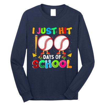 I Just Hit 100 Days Of School Baseball 100th Day Boy Girl Long Sleeve Shirt