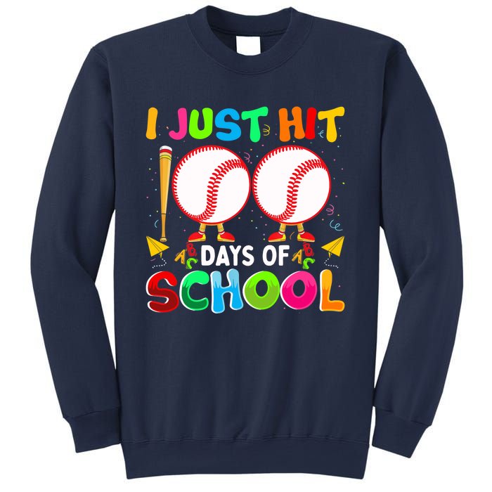 I Just Hit 100 Days Of School Baseball 100th Day Boy Girl Sweatshirt