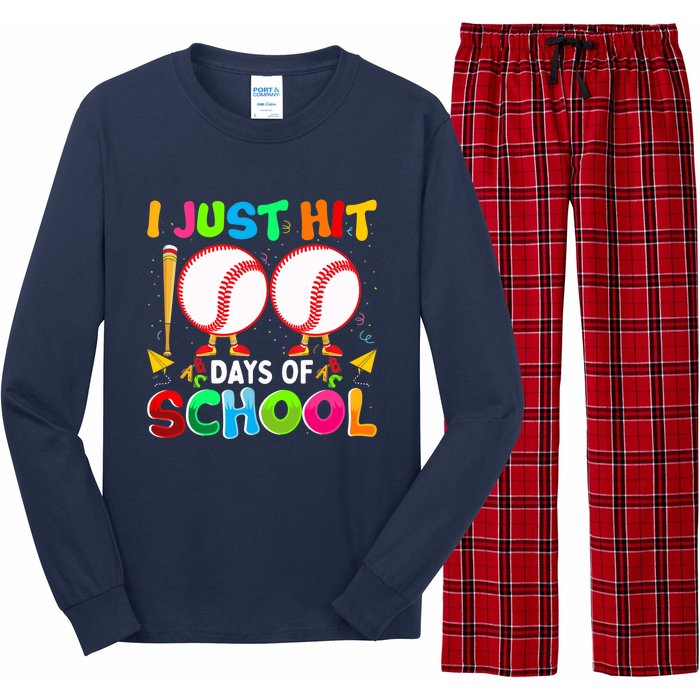 I Just Hit 100 Days Of School Baseball 100th Day Boy Girl Long Sleeve Pajama Set