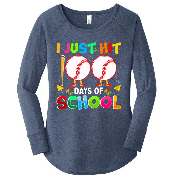 I Just Hit 100 Days Of School Baseball 100th Day Boy Girl Women's Perfect Tri Tunic Long Sleeve Shirt