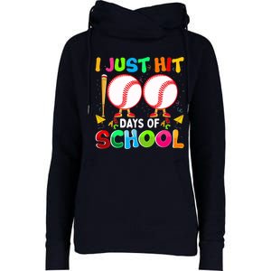 I Just Hit 100 Days Of School Baseball 100th Day Boy Girl Womens Funnel Neck Pullover Hood