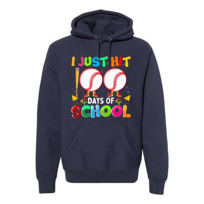 I Just Hit 100 Days Of School Baseball 100th Day Boy Girl Premium Hoodie